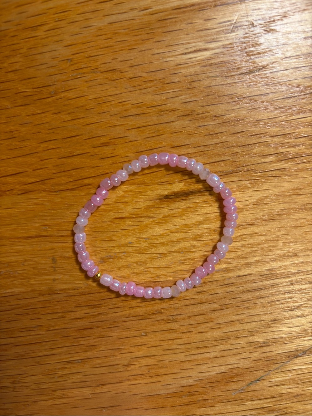 Handmade pink bead bracelet